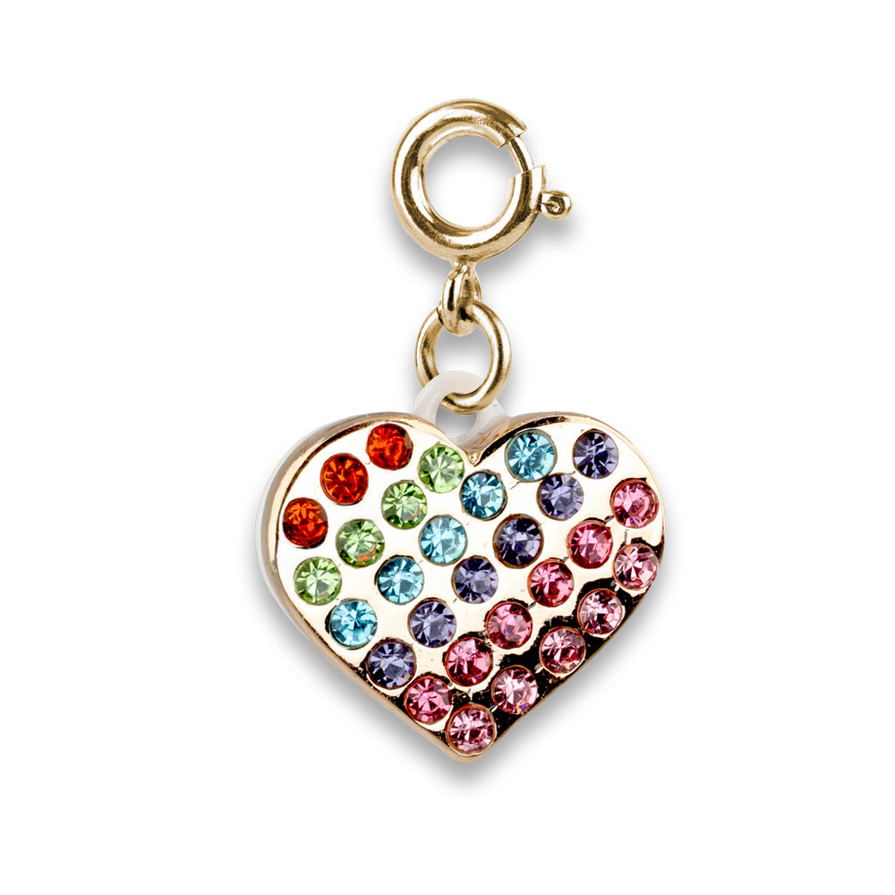 CHARM IT! Gold Rainbow Sparkle Heart Charm - charmit.com
