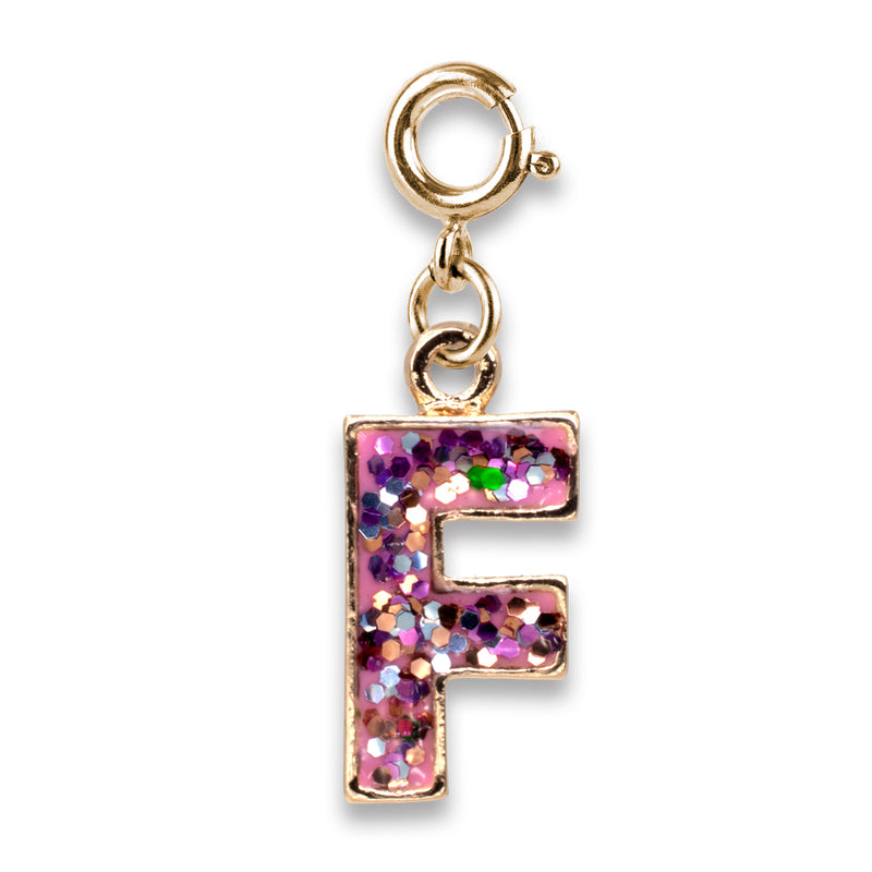 CHARM IT! Gold Pink Glitter Letter F Charm - charmit.com