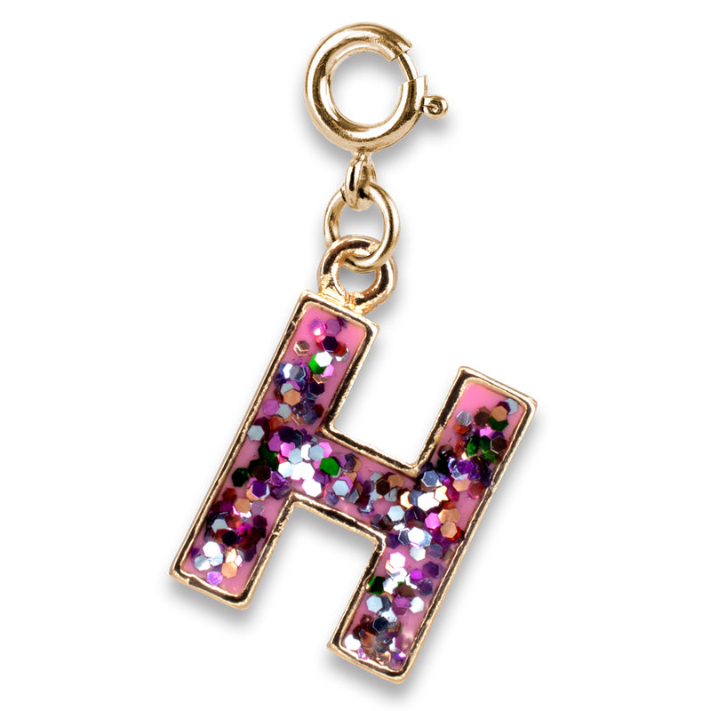 CHARM IT! Gold Pink Glitter Letter H Charm - charmit.com