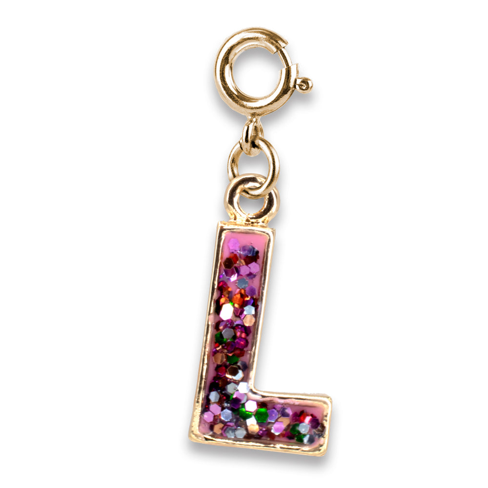 CHARM IT! Gold Pink Glitter Letter L Charm - charmit.com