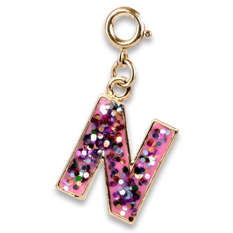 CHARM IT! Gold Pink Glitter Letter N Charm - charmit.com