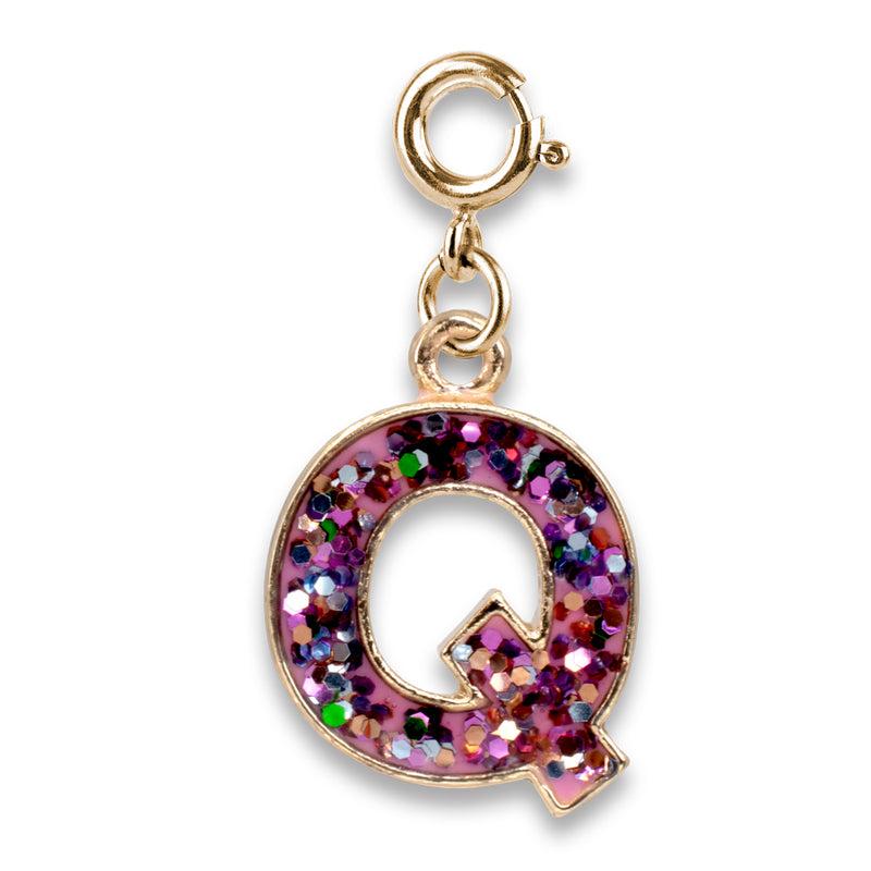 CHARM IT! Gold Pink Glitter Letter Q Charm - charmit.com
