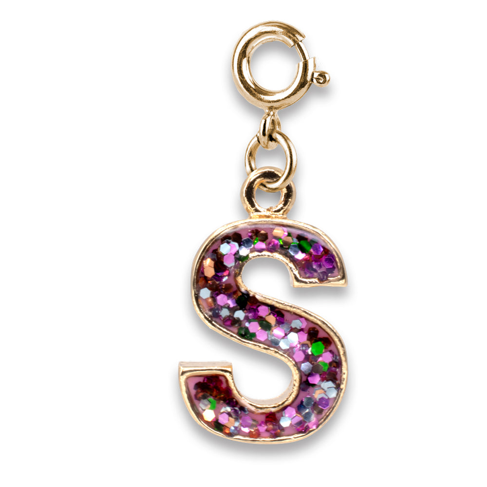CHARM IT! Gold Pink Glitter Letter S Charm - charmit.com