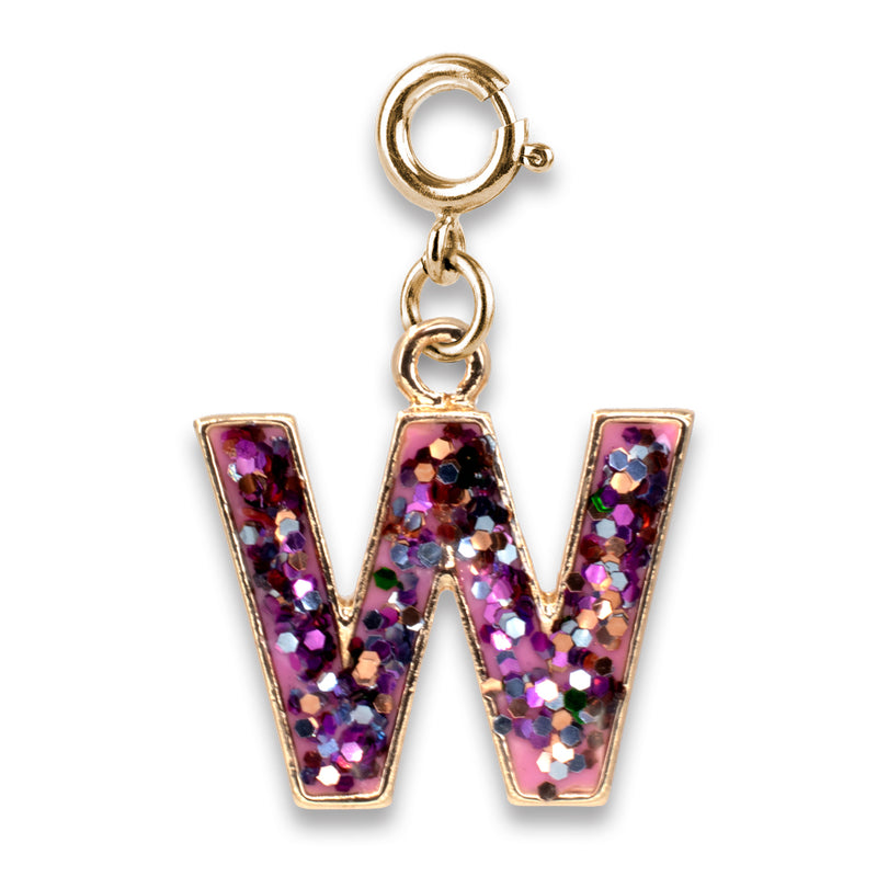 CHARM IT! Gold Pink Glitter Letter W Charm - charmit.com