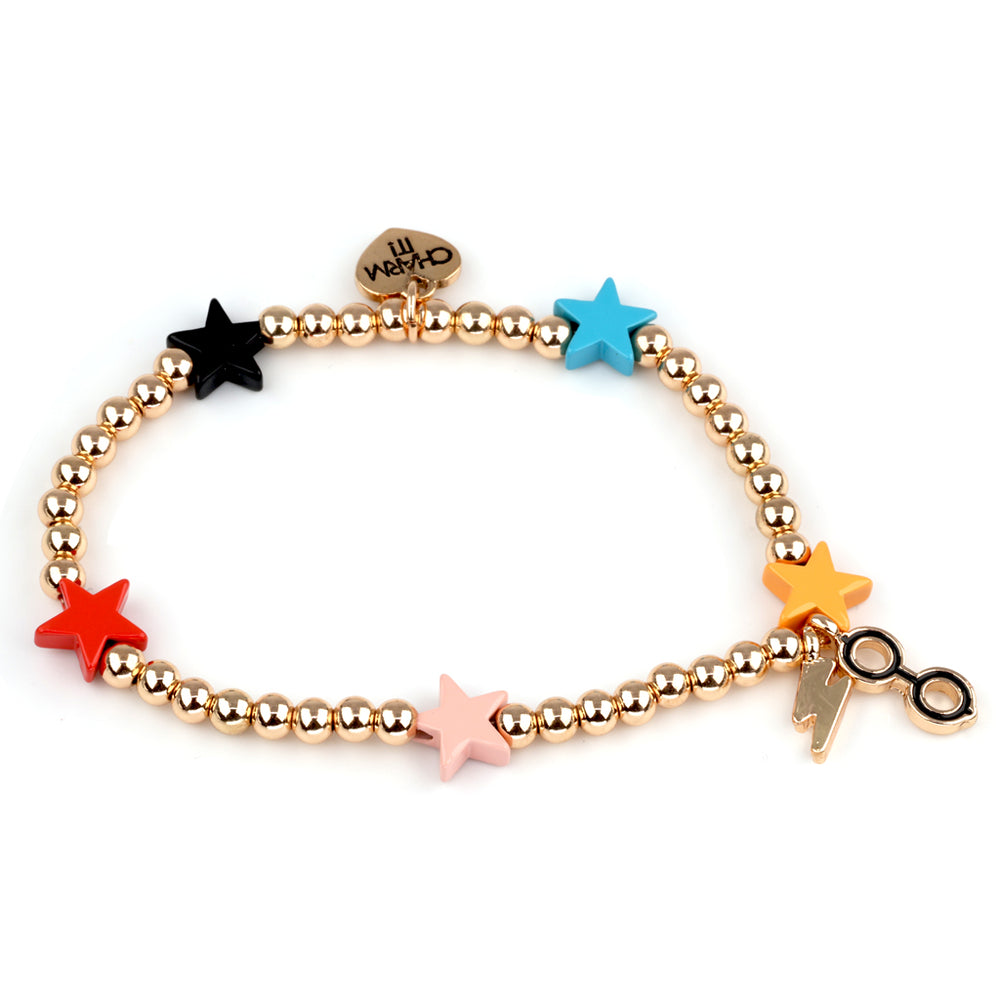 CHARM IT! Gold Harry Potter Stretch Bead Bracelet 7 "