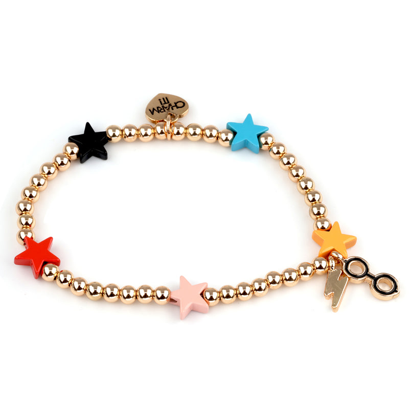 CHARM IT! Gold Harry Potter Stretch Bead Bracelet 7 "