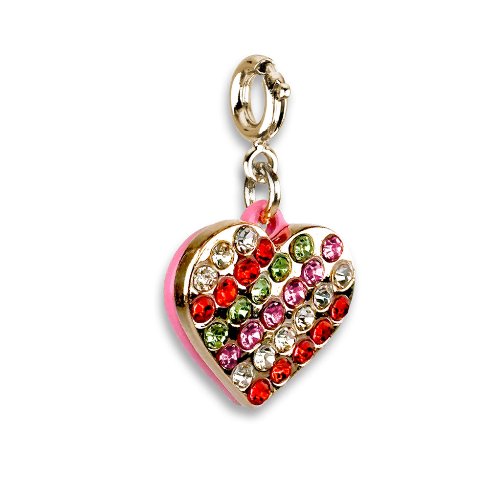 Gold Christmas Sparkle Heart Charm