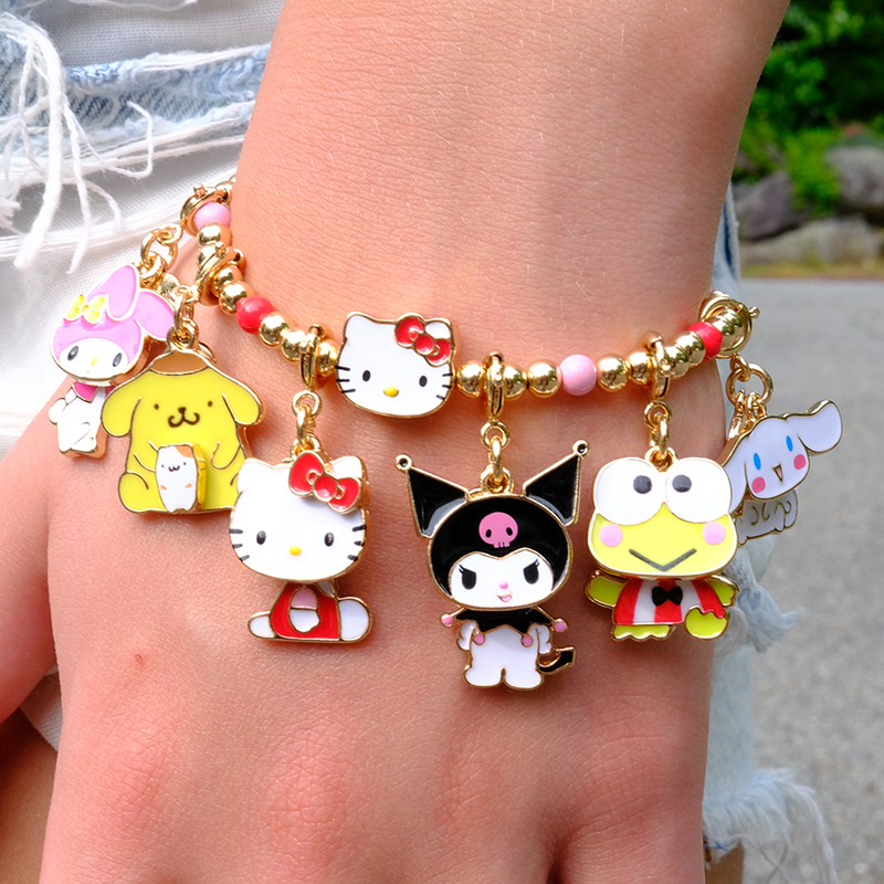 CHARM IT! Hello Kitty & Friends Charm Bracelet with Hello Kitty, Keroppi, Kuromi, Pompompurin, Cinnamaroll, and My Melody Charms - charmit.com