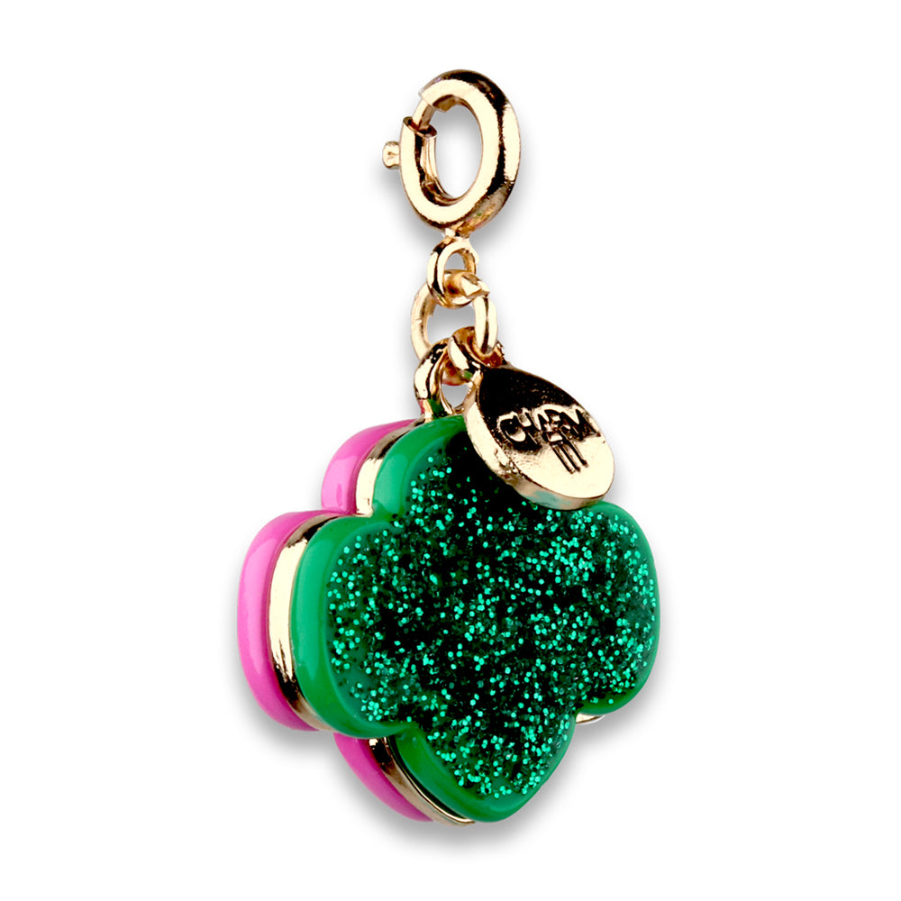 Girl Scout Gold Glitter Trefoil Charm