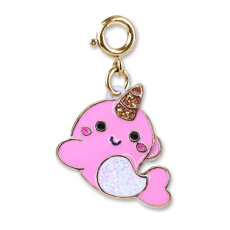 Gold Glitter Narwhal Charm - shopcharm-it