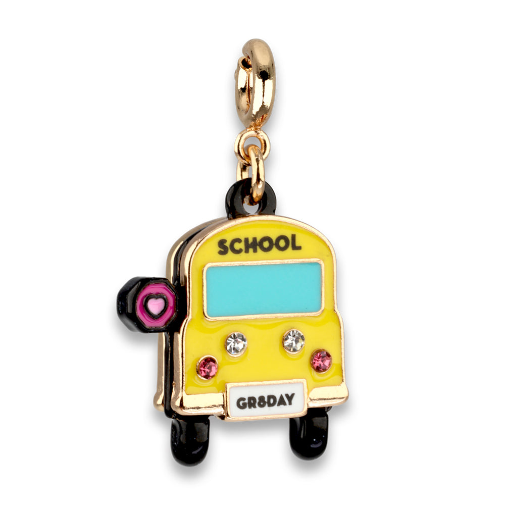 CHARM IT! Gold School Bus Charm -  Back View - charmit.com