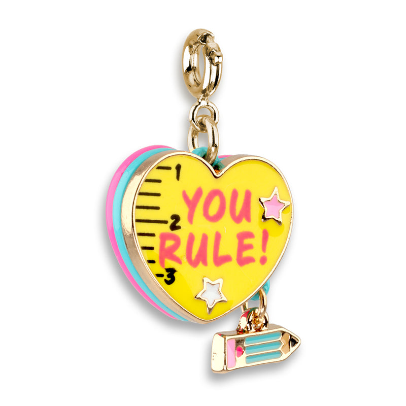 CHARM IT! Gold You Rule Heart Charm Side View - charmit.com 