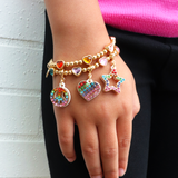 CHARM IT! Gold Sparkle Heart Stretch Bead Charm Bracelet - charmit.com