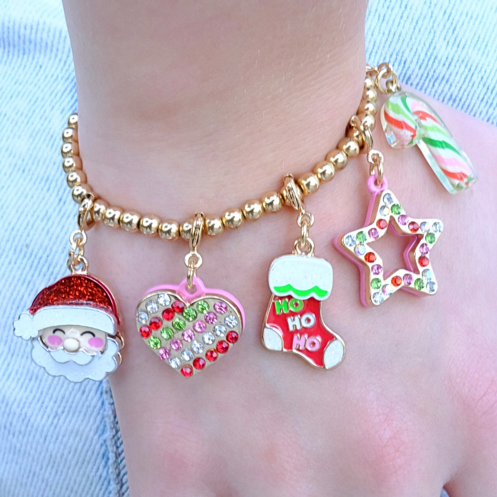 CHARM IT! Christmas Charm Bracelet with sparkle, stocking, Santa Claus , Candy Candy charms - charmit.com