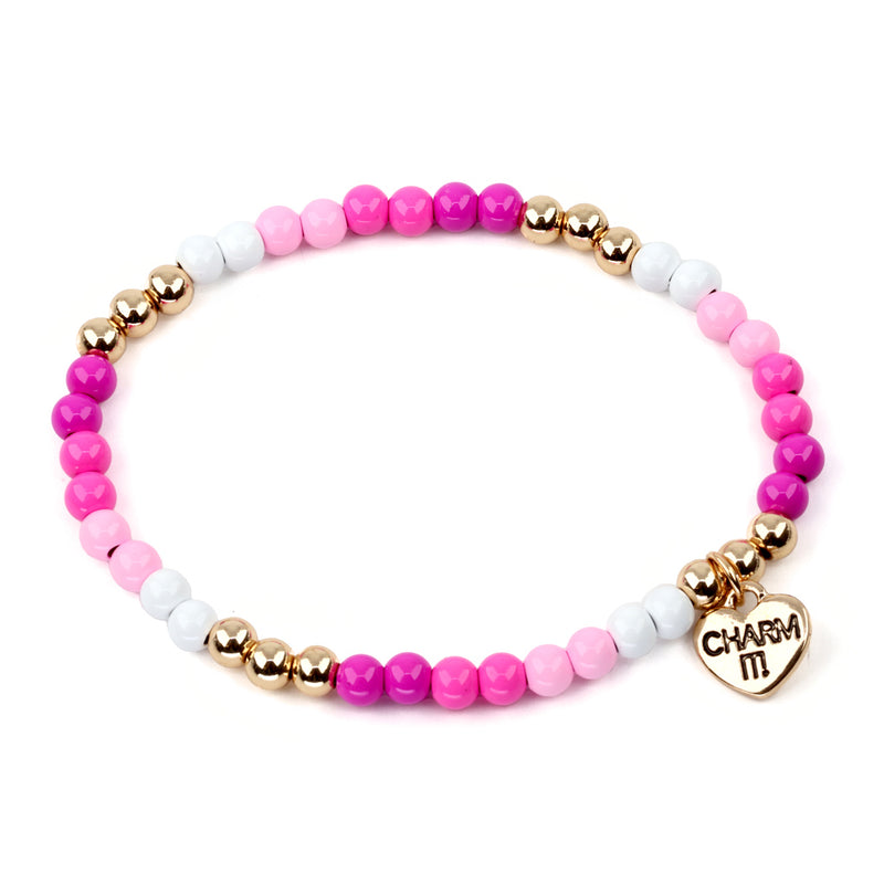 CHARM IT! Gold Pink Stretch Bead Bracelet - charmit.com