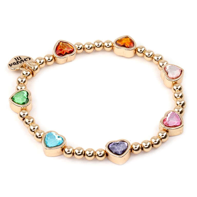 CHARM IT! Gold Sparkle Heart Stretch Bead Bracelet - charmit.com