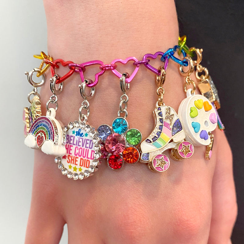 Rainbow Heart Link Bracelet