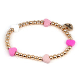 CHARM IT! Gold Bead Pink Heart Stretch Bracelet - charmit.com