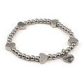 CHARM IT! Classic Silver Heart Stretch Bead Bracelet - charm-it.com