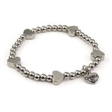 CHARM IT! Classic Silver Heart Stretch Bead Bracelet - charm-it.com