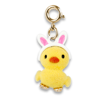 Gold Fuzzy Bunny Ears Chick Charm