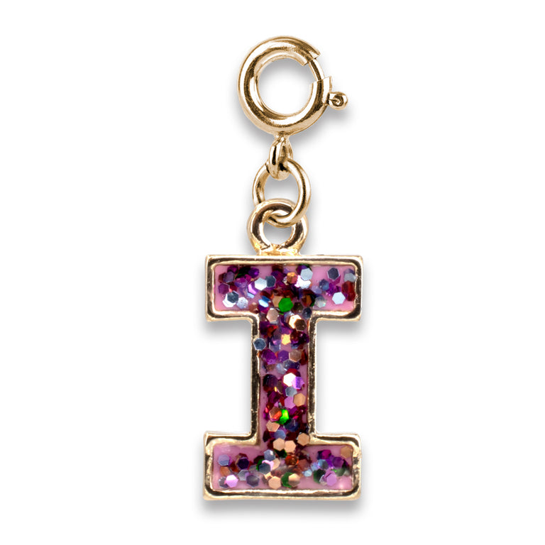 CHARM IT! Gold Pink Glitter Letter I Charm - charmit.com