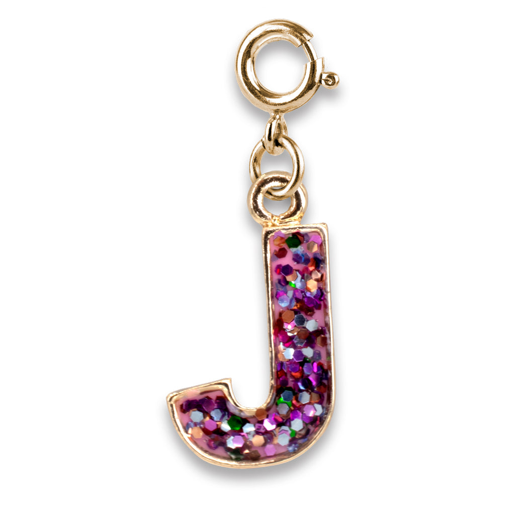 CHARM IT! Gold Pink Glitter Letter J Charm - charmit.com
