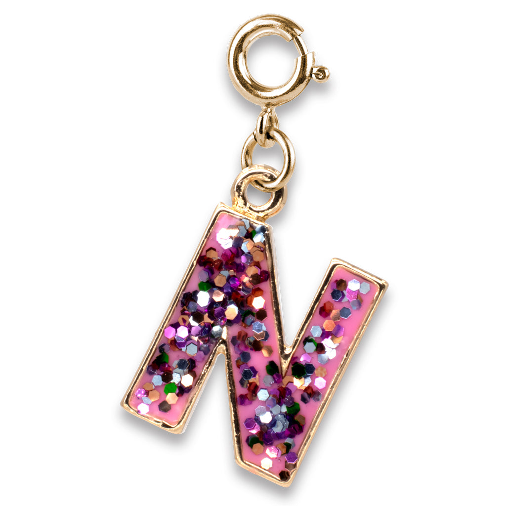 CHARM IT! Gold Pink Glitter Letter N Charm - charmit.com
