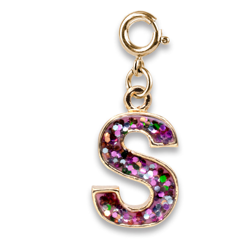 CHARM IT! Gold Pink Glitter Letter S Charm - charmit.com
