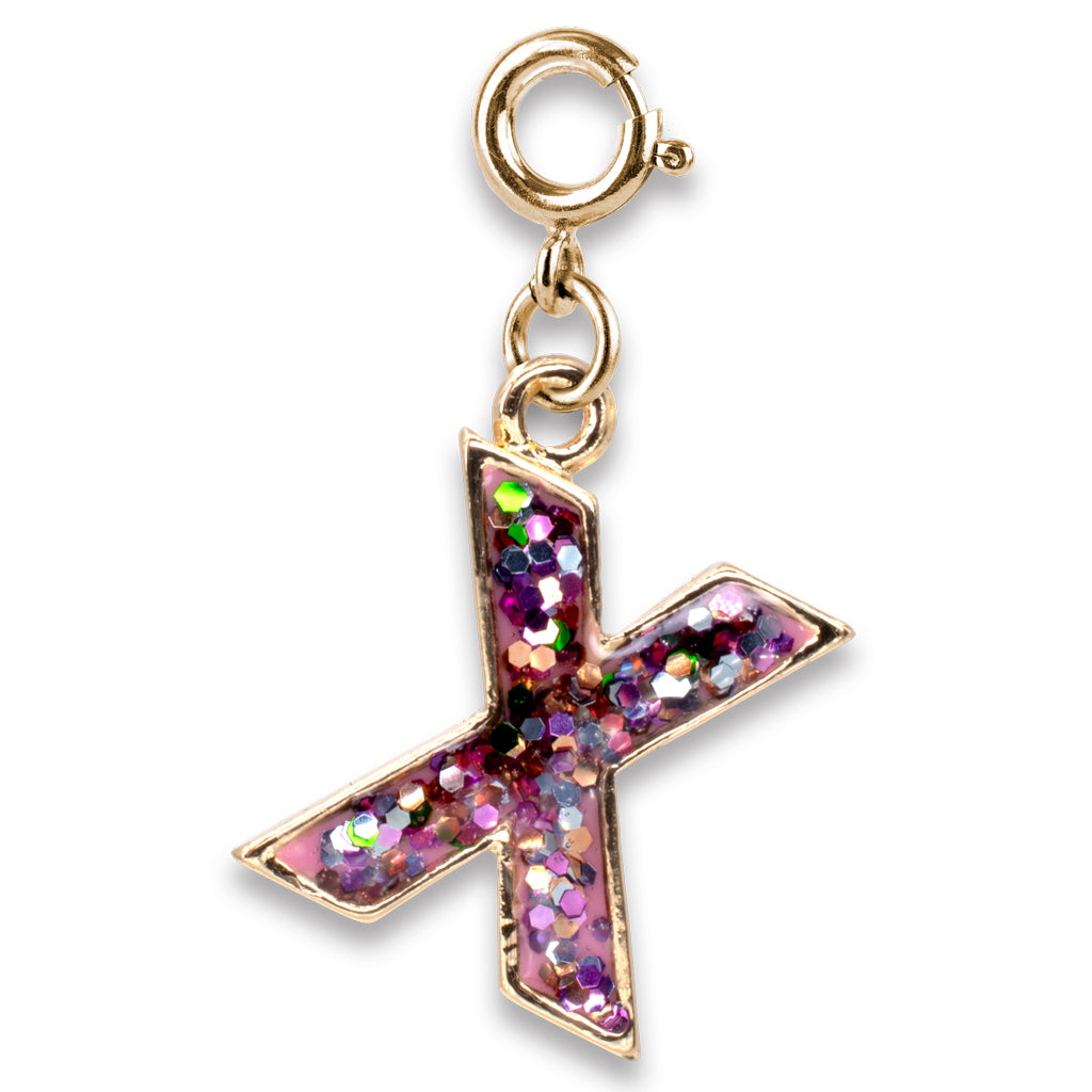CHARM IT! Gold Pink Glitter Letter X Charm - charmit.com