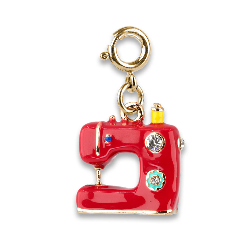 Gold Rebel Girls Sewing Machine Charm