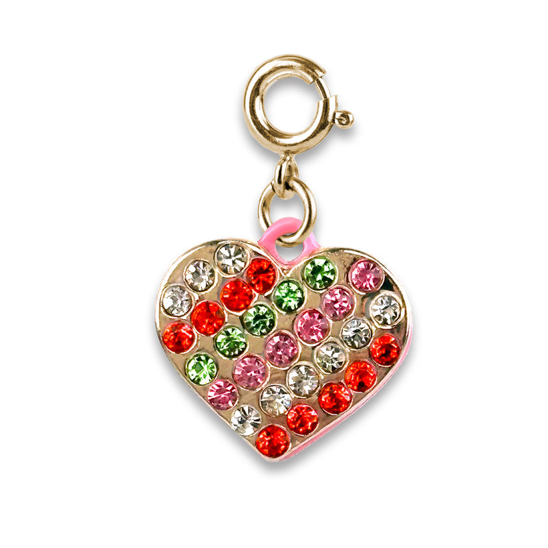 Gold Christmas Sparkle Heart Charm