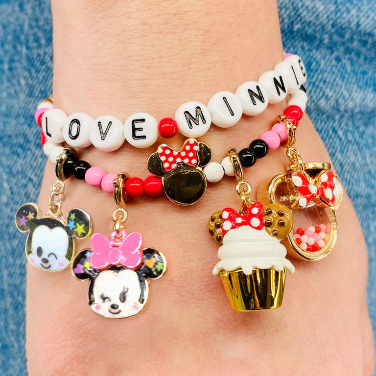 MInnie & Mickey Charm Bracelet Set with Minnie Mouse  & Mickey Mouse Charms