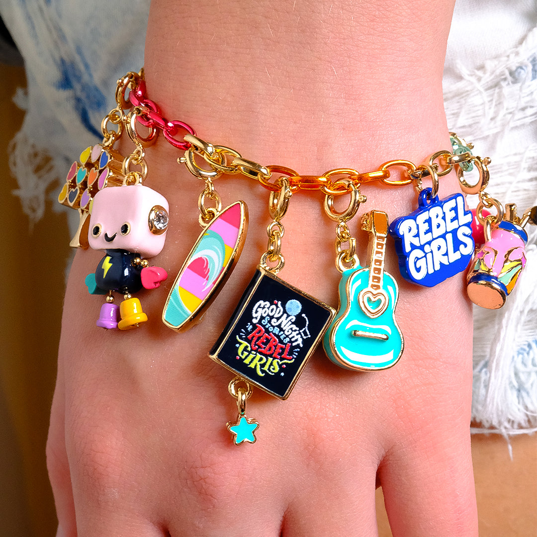 Gold Rebel Girls Sewing Machine Charm