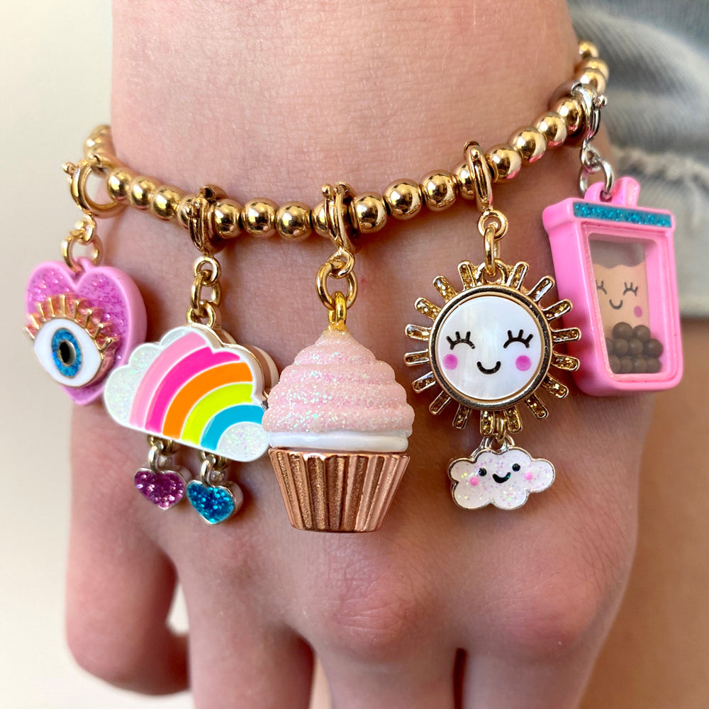 Gold Glitter Lucky Eye Charm