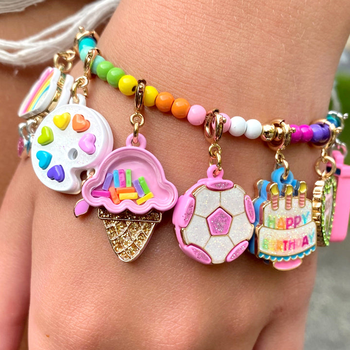 Happy Birthday sold Bracelet, Personalized Birthstone Gift, Cake Charms