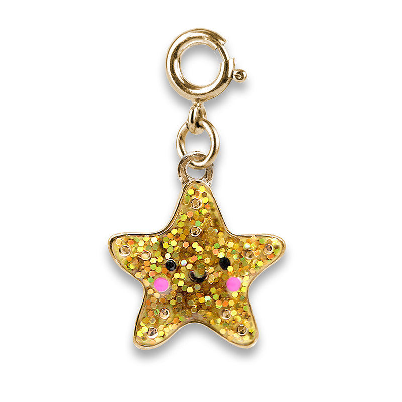 Gold Glitter Starfish Charm - shopcharm-it