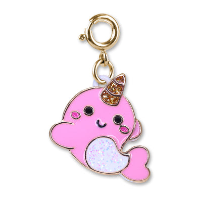 Gold Glitter Narwhal Charm - shopcharm-it