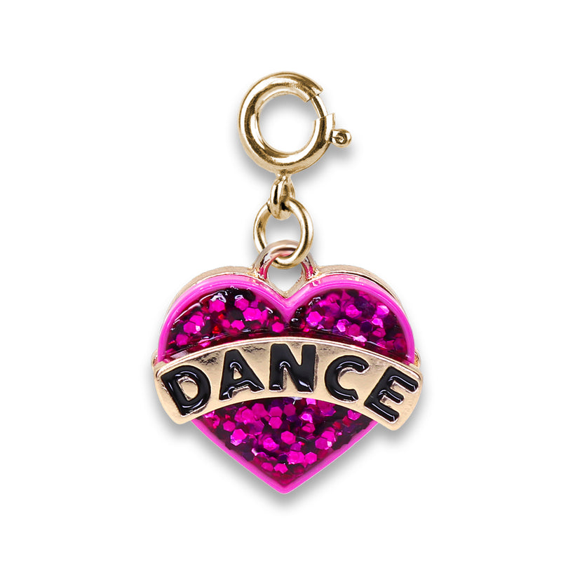 Gold Glitter Dance Heart Charm - shopcharm-it