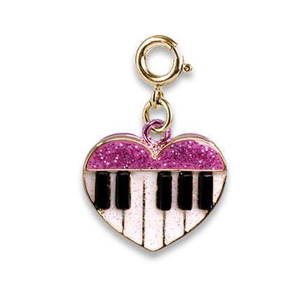 Gold Glitter Piano Heart Charm - www.charmit.com