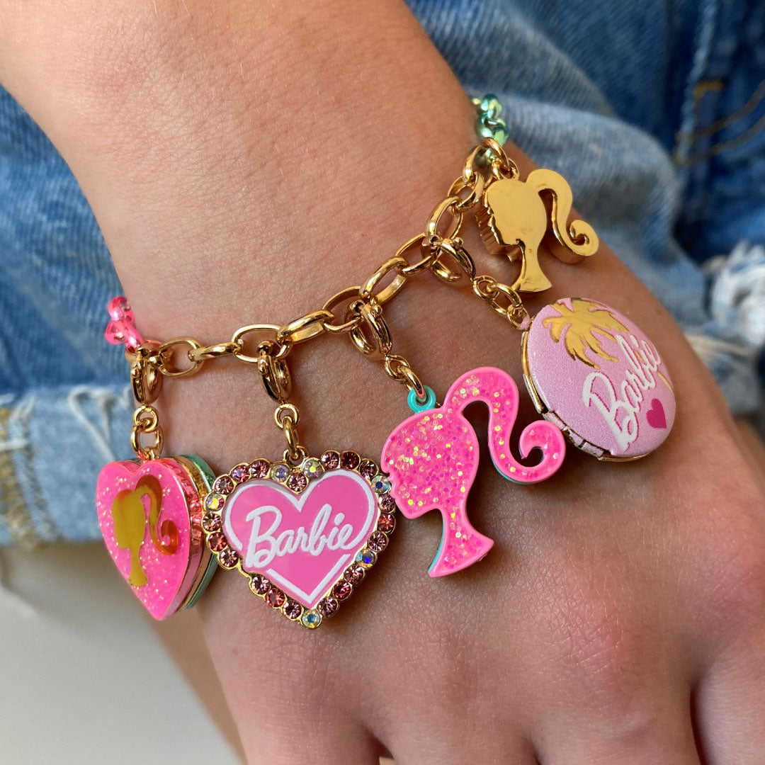 Buy ToniQ Barbie Gold Plated Pink Enamel set of 4 charms With 1 Bracelet  for Women (2.8) online