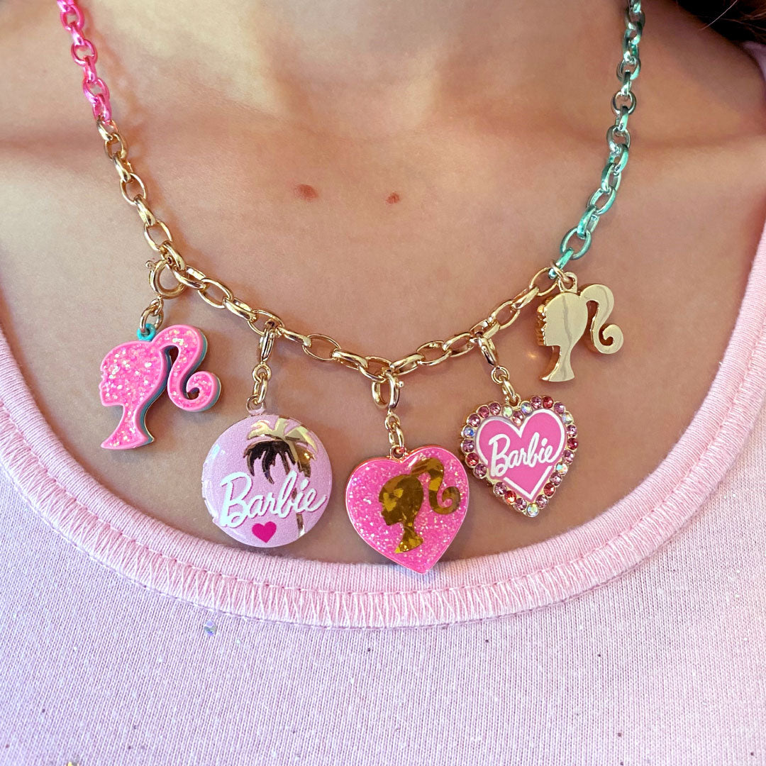 Cute Barbies Letter Necklaces Pink Color Round Pendant With Gold Link Chain  Girls Princess Party Jewelry Charms Fashion Design Accessories For Women  Gifts From Yambags, $1.08