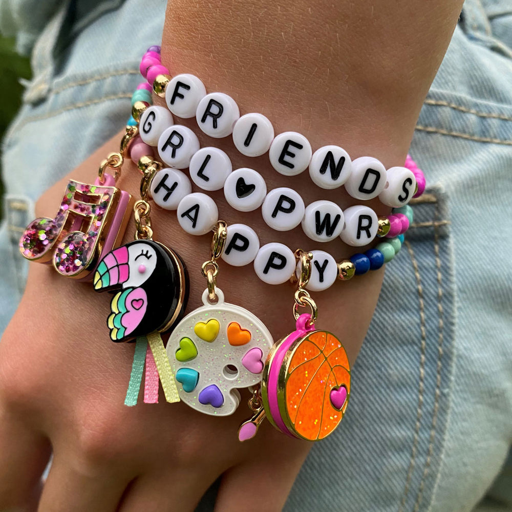 4mm GIRL POWER Stretch Bead Bracelet 6" Length-charmit.com
