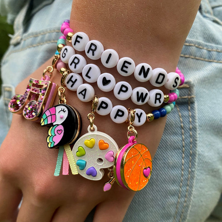 4mm GIRL POWER Stretch Bead Bracelet 6" Length-charmit.com