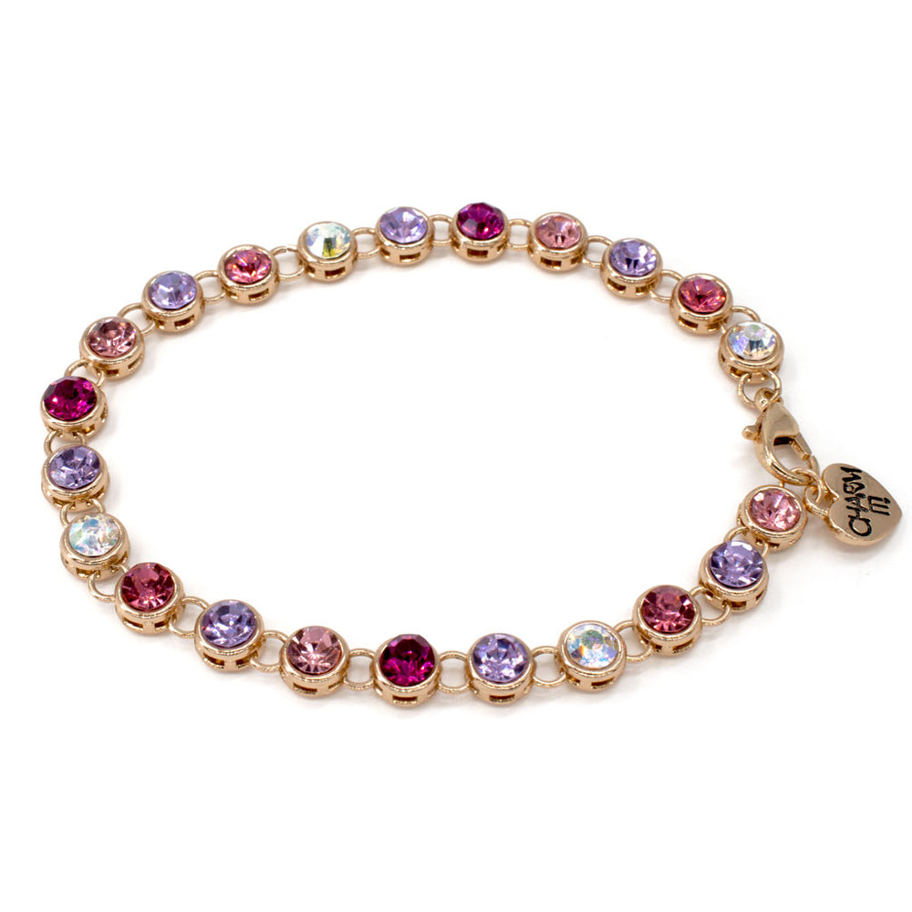 Gold Pink Multi Rhinestone Bracelet - charmit.com
