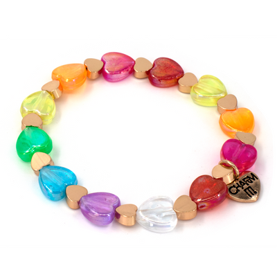 Gold Rainbow Heart Stretch Bracelet-charmit.com
