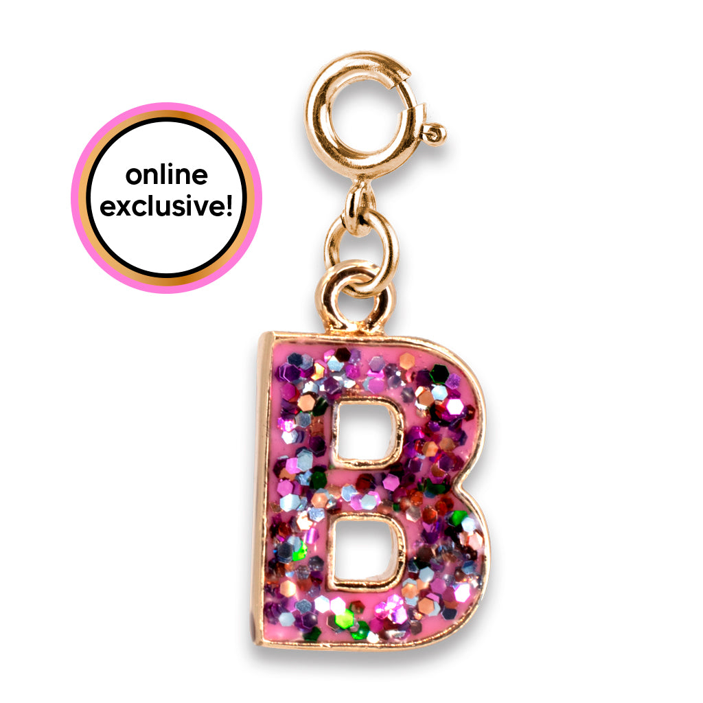 CHARM IT! Gold Pink Glitter Letter B Charm - charmit.com