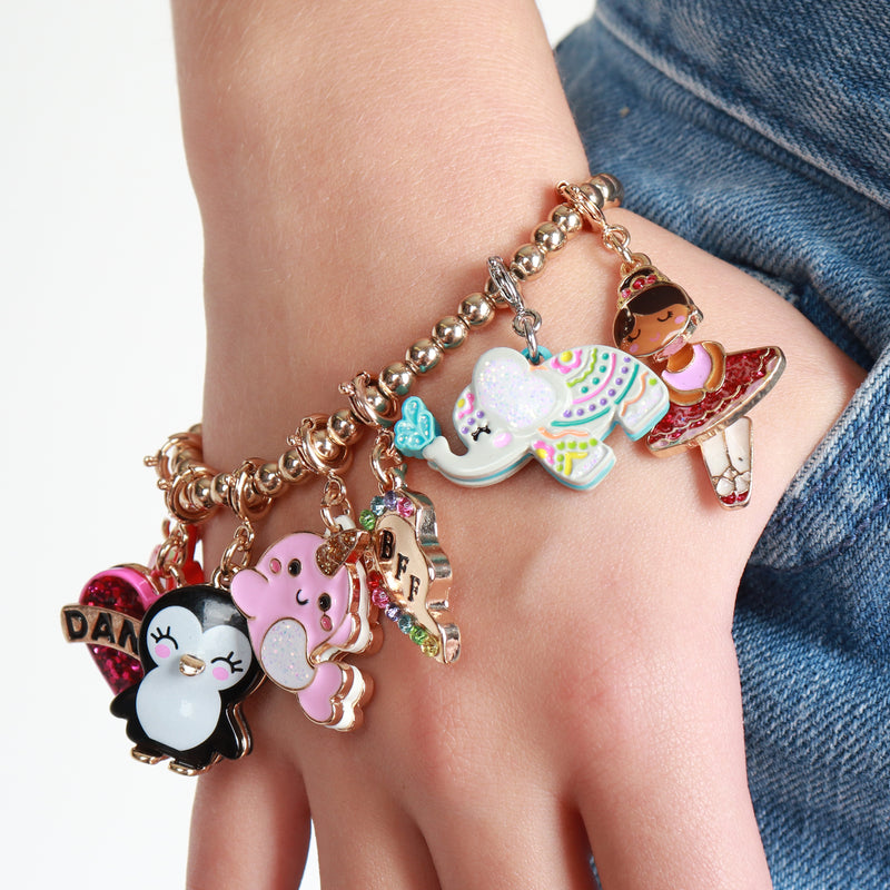 Gold Glitter Narwhal Charm - shopcharm-it