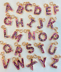 Gold Pink Glitter Letter M Charm-charmit.com