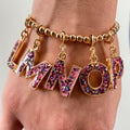 Gold Pink Glitter Letter M Charm-charmit.com